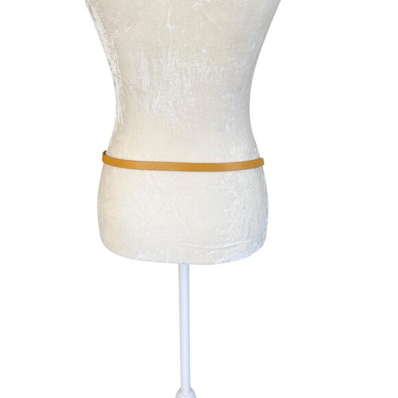 H&M yellow leather adjustable skinny belt with gold buckle size small - Picture 4 of 5